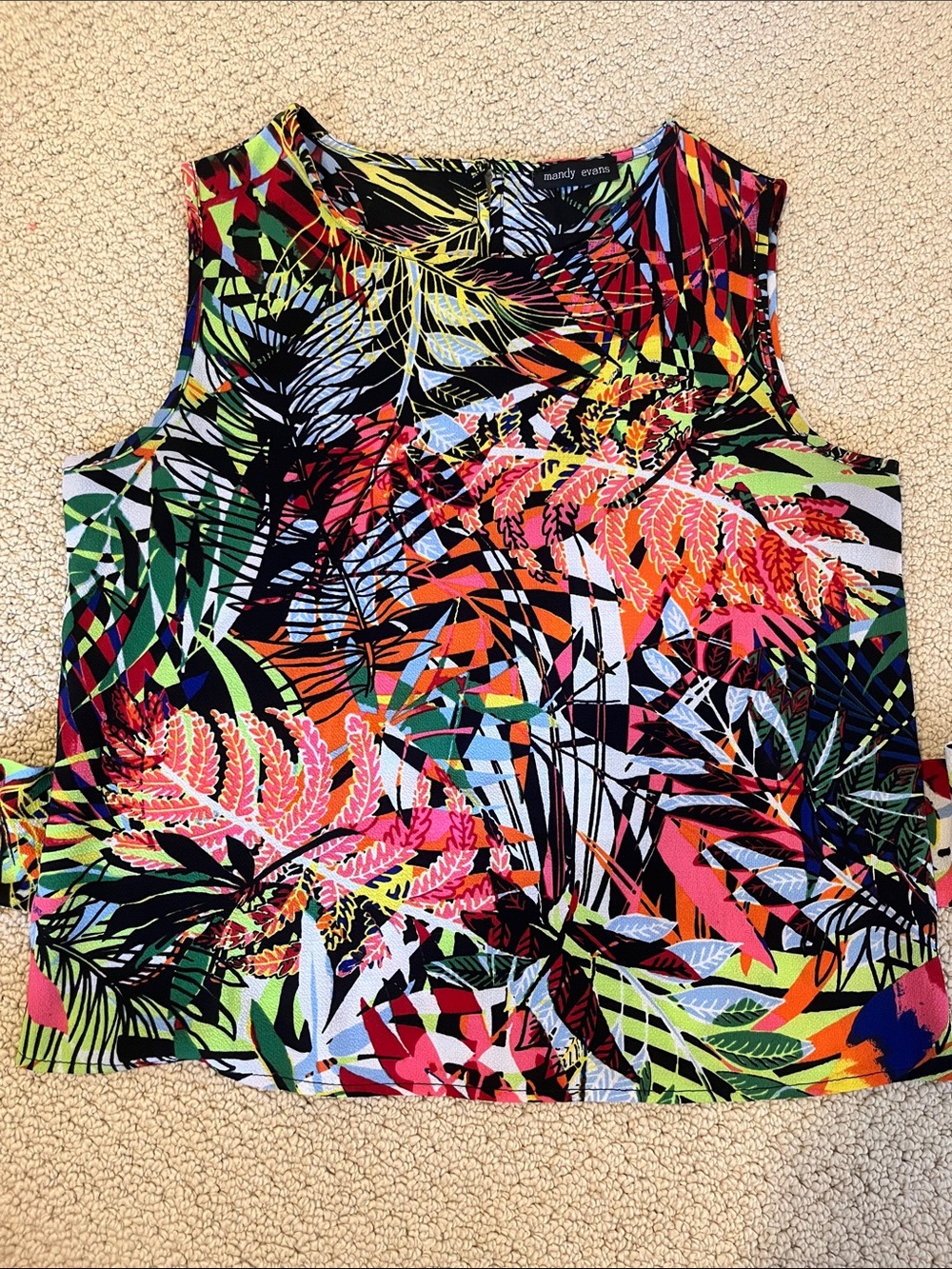 Mandy Evans Sleeveless Tropical Print Tank Top Multicolor Small